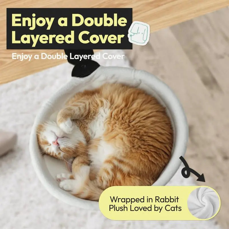Hammock-style cat bed for a desk 