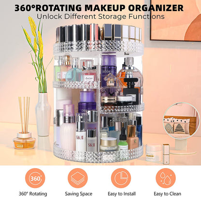 7-tier removable makeup and perfume organizer that can be customized, ideal for a vanity (transparent)