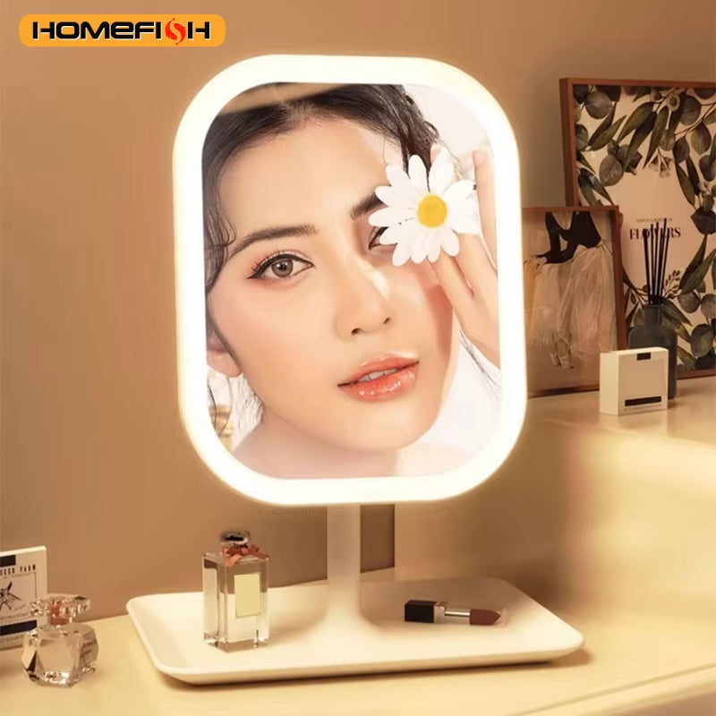 Niche Modern LED Makeup Mirror with Touch Control and Three Color Lighting for Bedroom Vanity Use