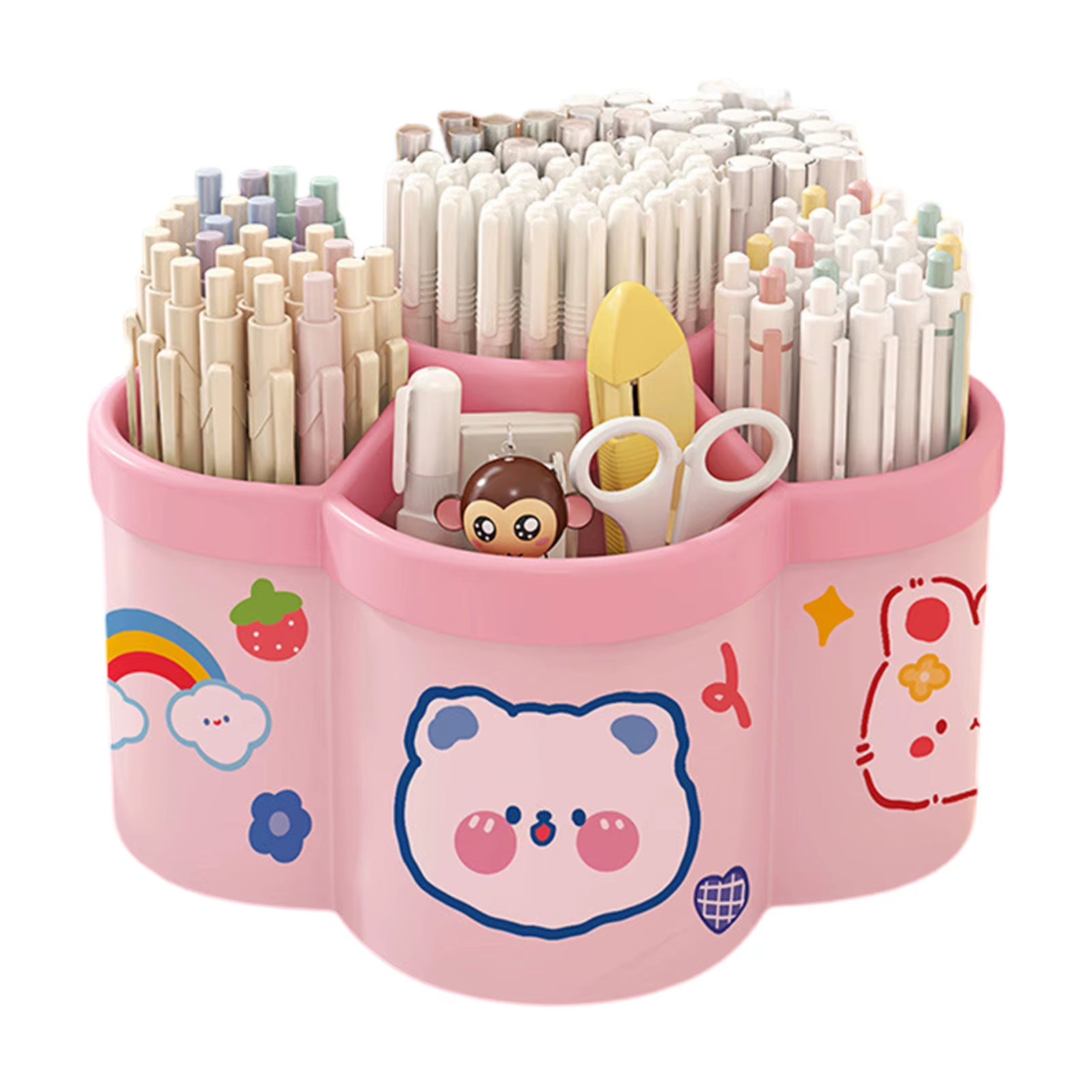 Large-capacity desktop organizers with a swivel holder for pens and makeup brushes