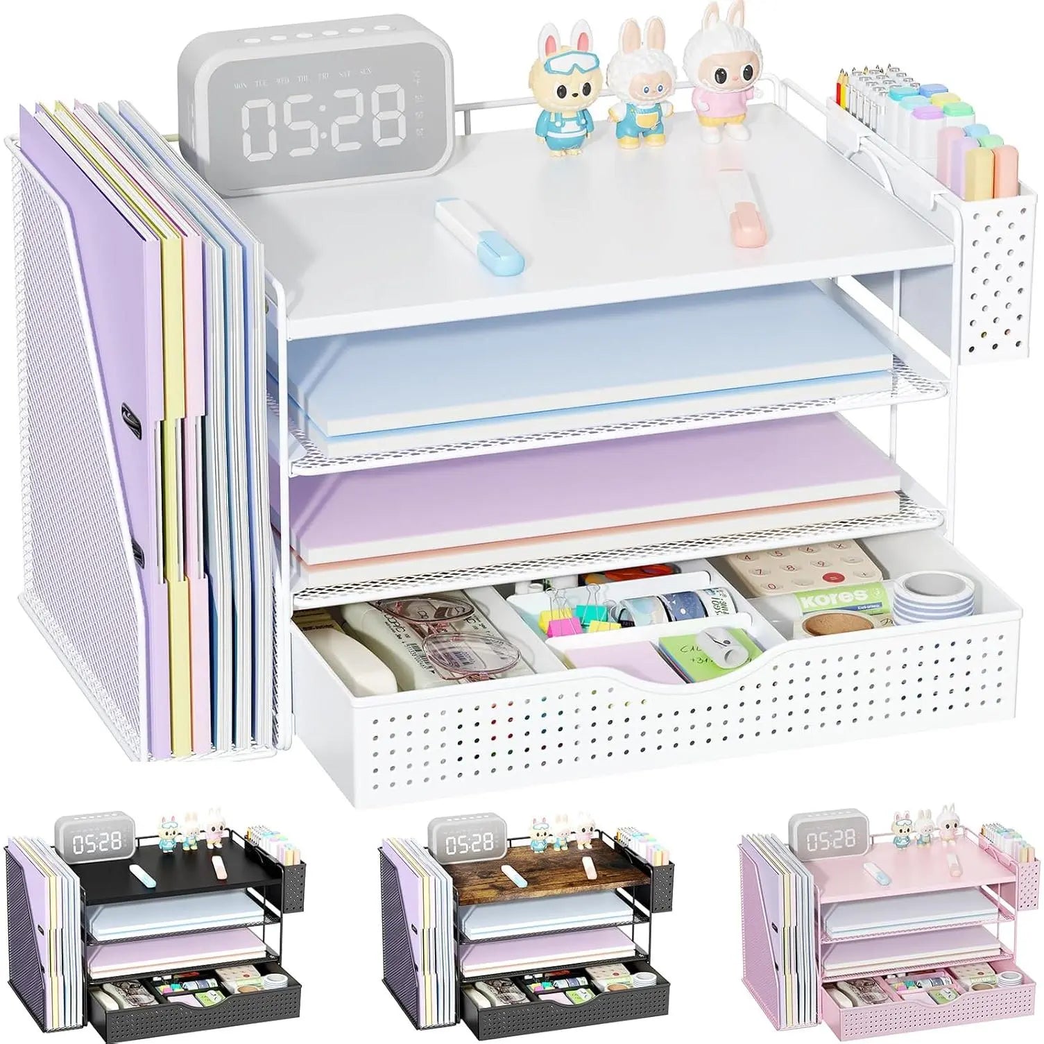 4-Tier Desktop Organizers and Accessories with Folder Holders 