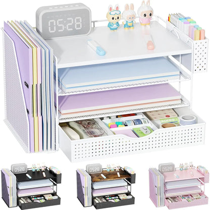 4-Tier Desktop Organizers and Accessories with Folder Holders 