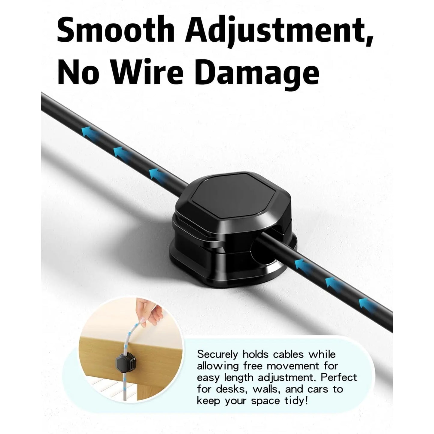 Cable organizer with 6 clips [adjustable and smooth] 