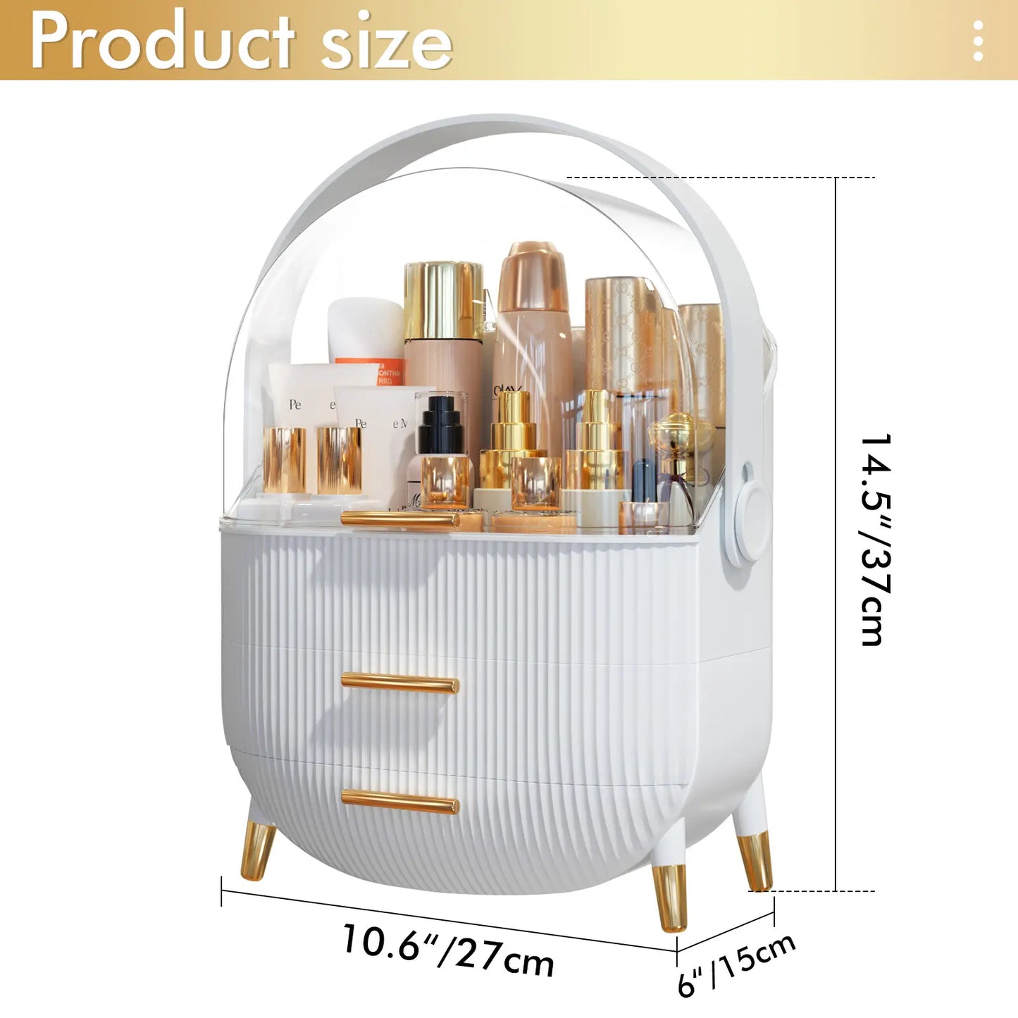 7CODE Makeup Organizer, Cosmetic Display Cases with Clear Lids, White Boxes