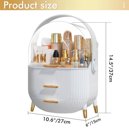 7CODE Makeup Organizer, Cosmetic Display Cases with Clear Lids, White Boxes