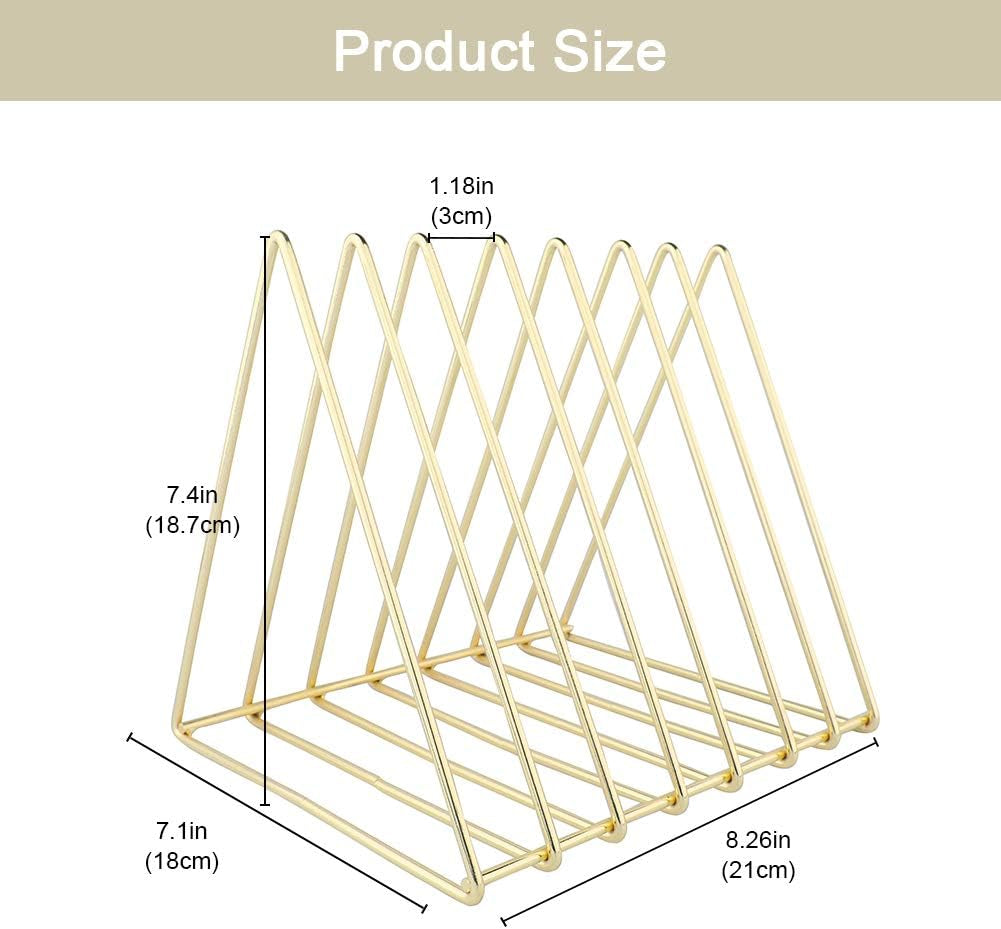 Triangle Desk Organizers Metal Wire Magazine Holder 7 Sections  - Pack of 2