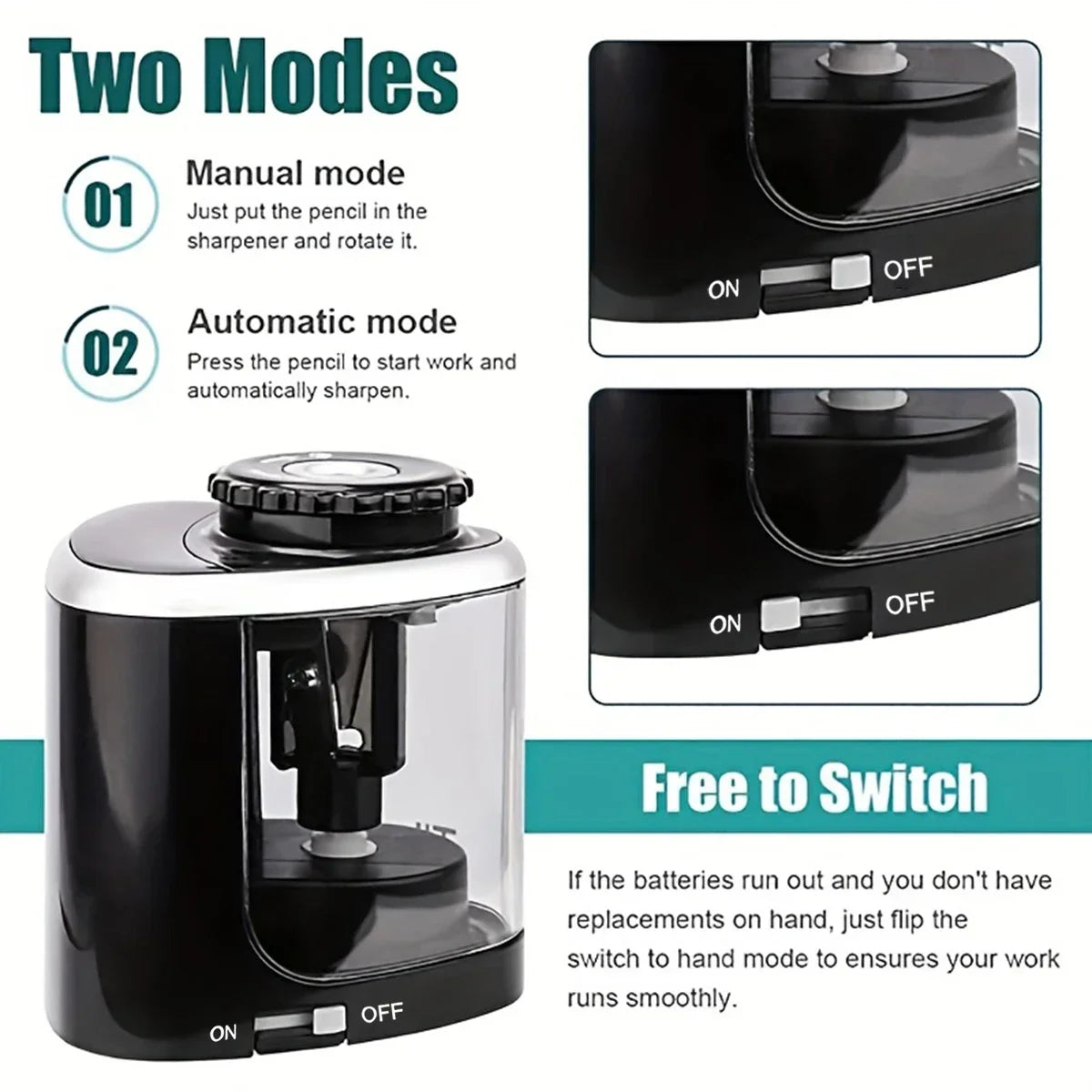 Desktop Automatic Pencil Sharpener Suitable to Pencils (6-8Mm) 