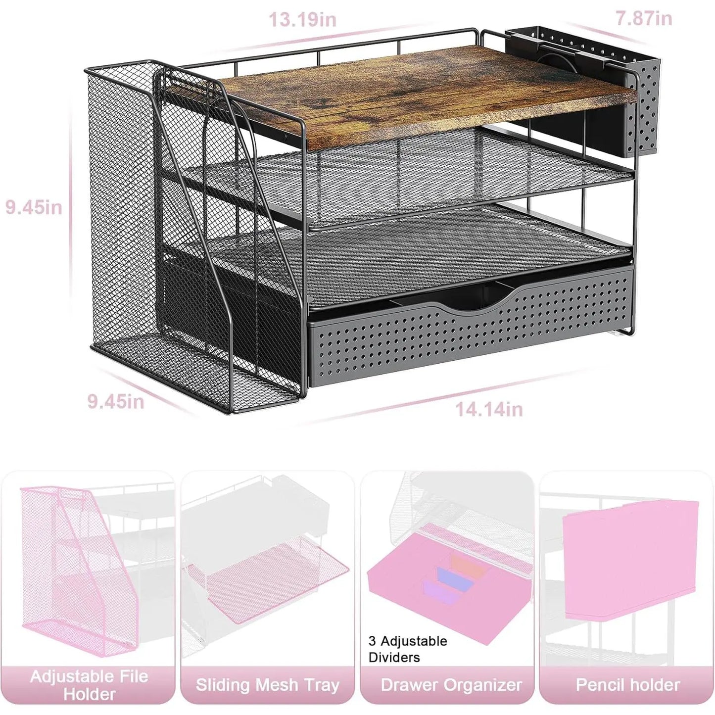 4-Tier Desktop Organizers and Accessories with Folder Holders 
