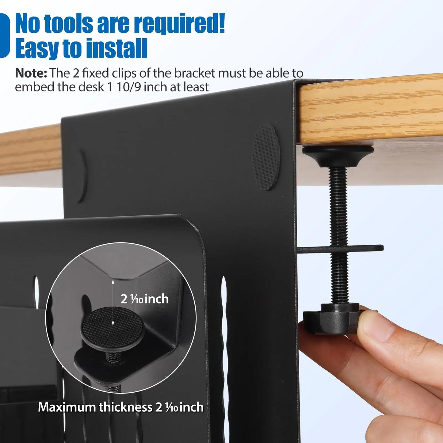 Desktop storage holder with clamp mount (black)