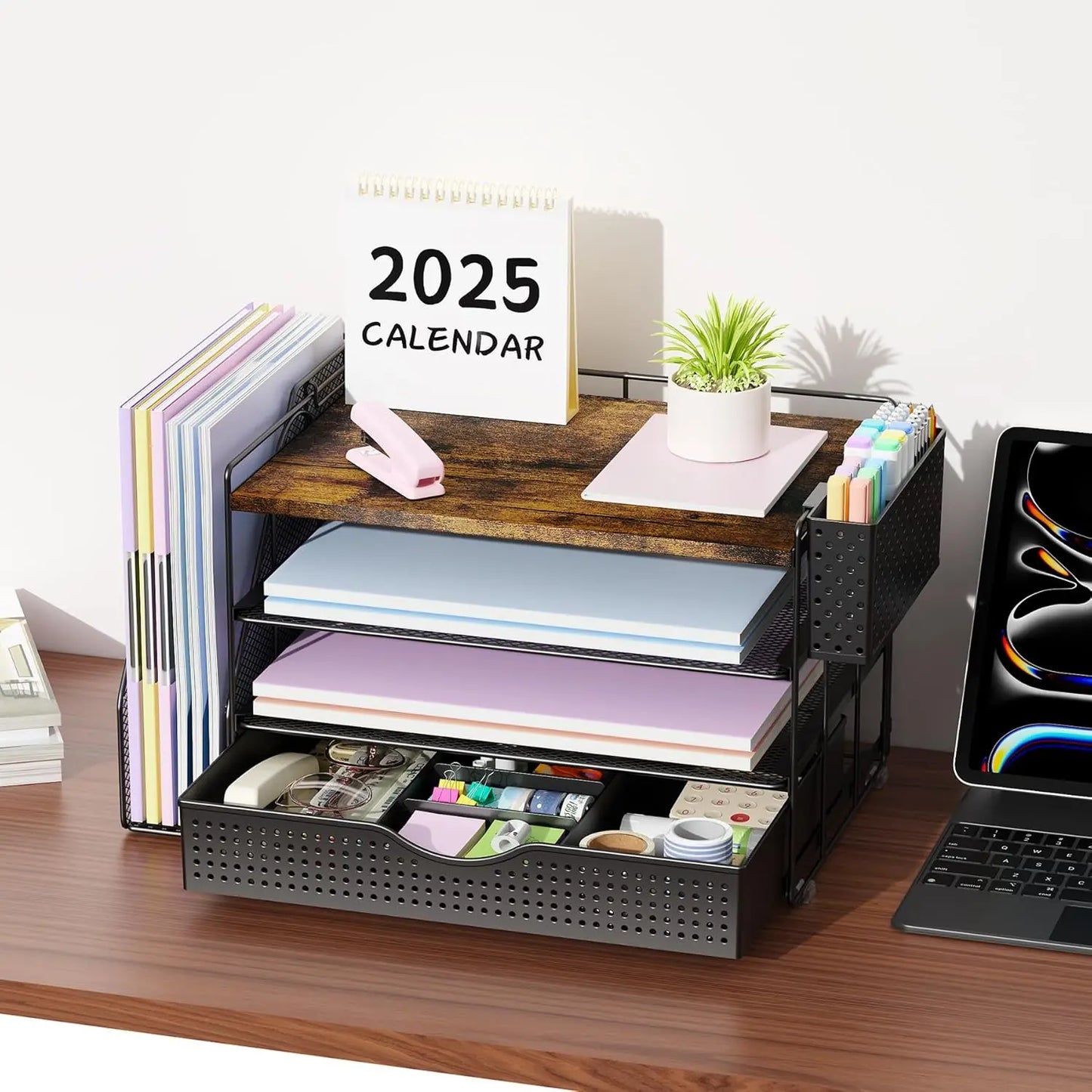 4-Tier Desktop Organizers and Accessories with Folder Holders 