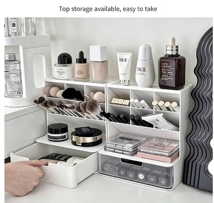 Cosmetic Storage Box for Desktop - Plastic Drawer Organizer for Makeup and Skin Care Essentials