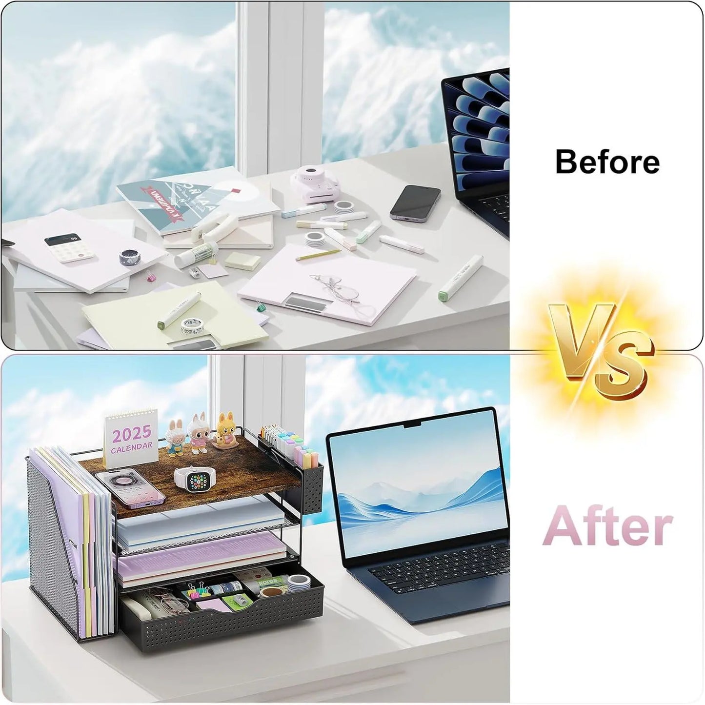 4-Tier Desktop Organizers and Accessories with Folder Holders 