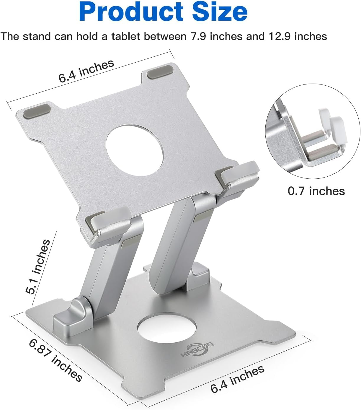 Quality Tablet Stand,Adjustable Foldable Eye-Level Aluminum Solid up to 15-In Tablets Holder 