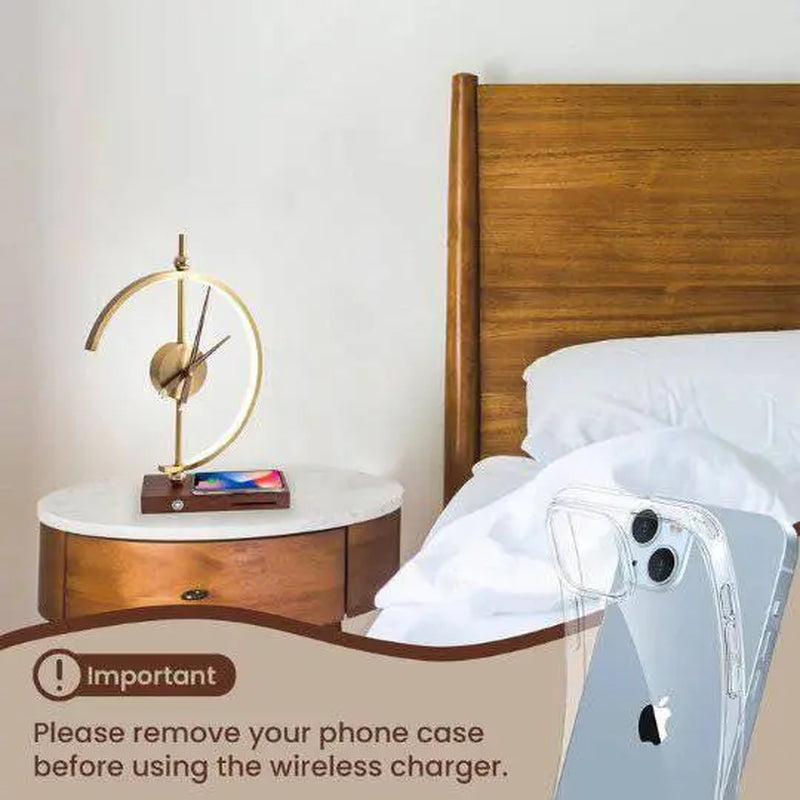 NOGY Desk Lamp with Clock and Wireless Charger 