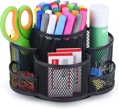 Pen Holder for Desk, 360 Rotating in Black