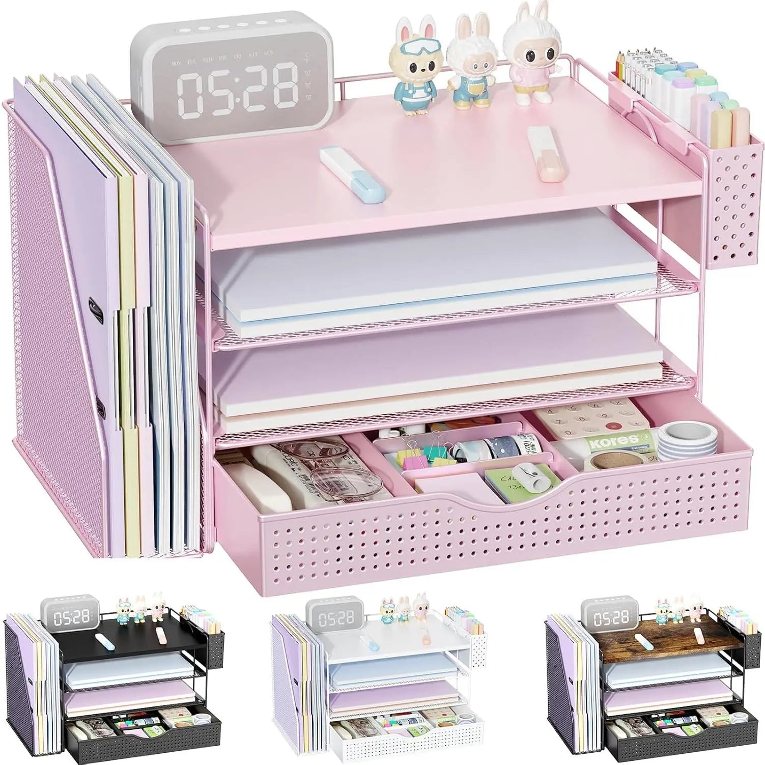 4-Tier Desktop Organizers and Accessories with Folder Holders 