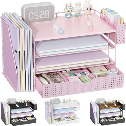 4-Tier Desktop Organizers and Accessories with Folder Holders 
