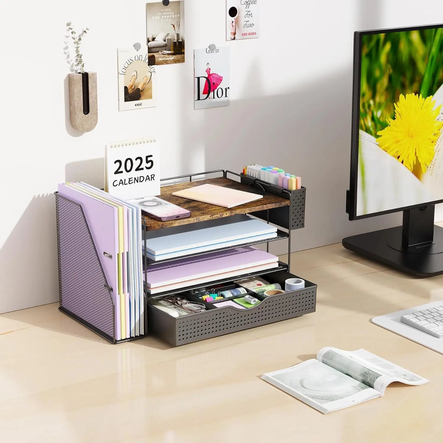 4-Tier Desktop Organizers and Accessories with Folder Holders 