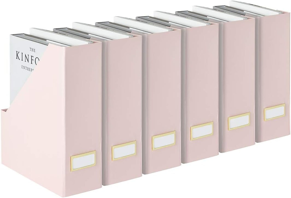 Cardboard Magazine File Holder Set of 6 Pink