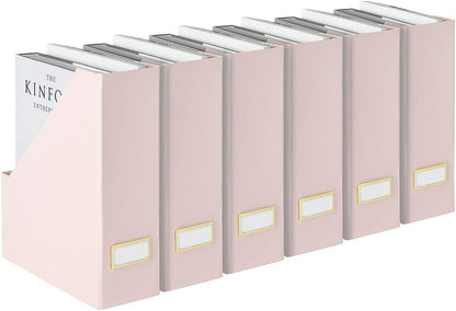 Cardboard Magazine File Holder Set of 6 Pink