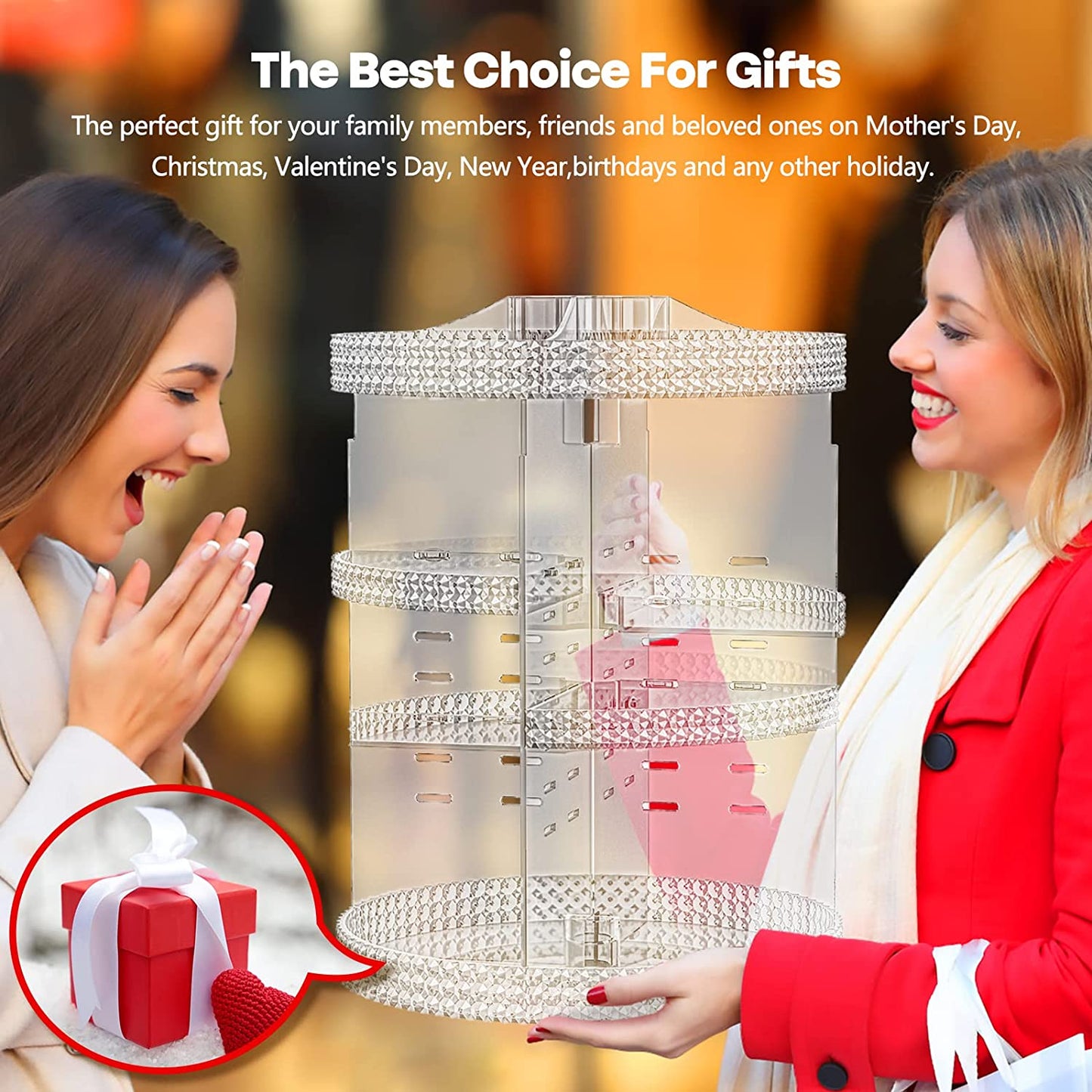 7-tier removable makeup and perfume organizer that can be customized, ideal for a vanity (transparent)