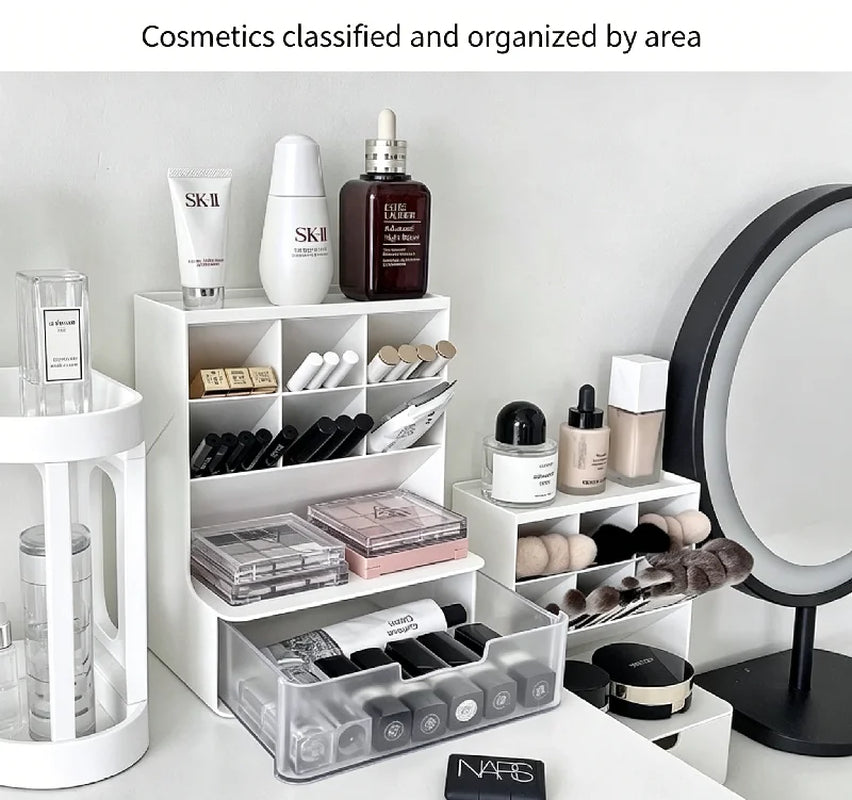Cosmetic Storage Box for Desktop - Plastic Drawer Organizer for Makeup and Skin Care Essentials