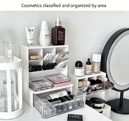 Cosmetic Storage Box for Desktop - Plastic Drawer Organizer for Makeup and Skin Care Essentials