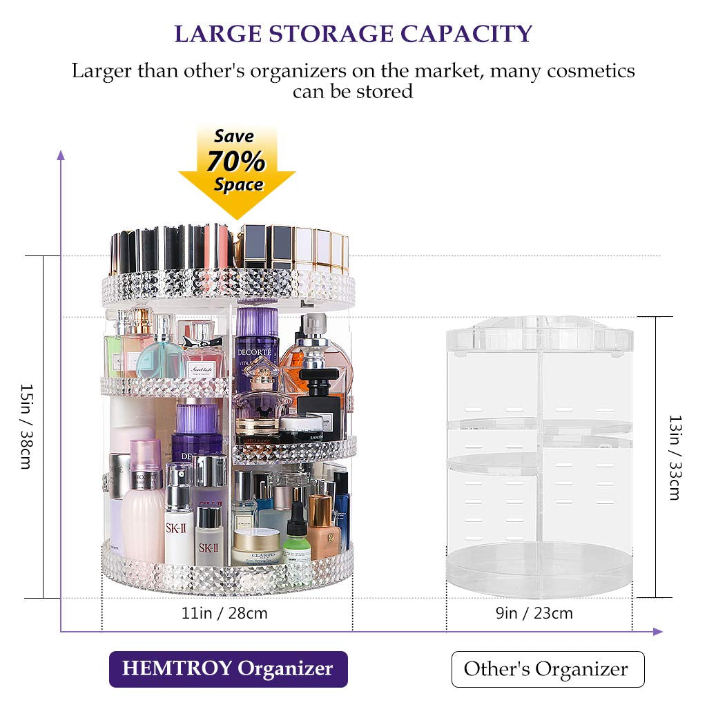 7-tier removable makeup and perfume organizer that can be customized, ideal for a vanity (transparent)