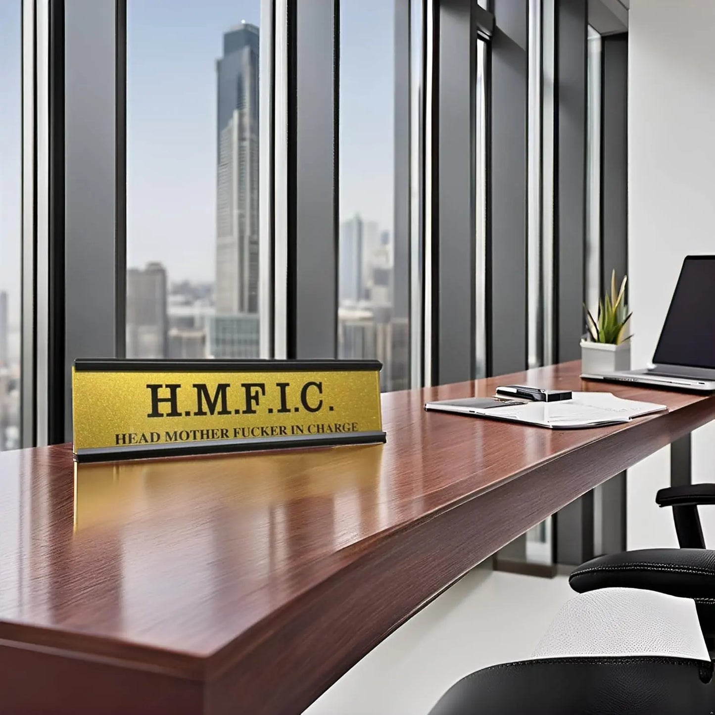 Fucker in Charge Desk Nameplate Sign  