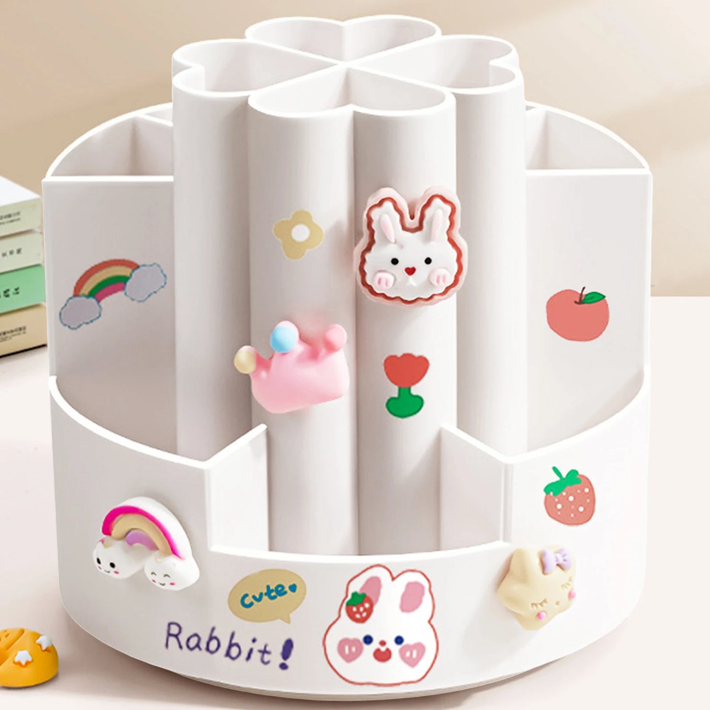 Large-capacity desktop organizers with a swivel holder for pens and makeup brushes