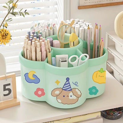 Large-capacity desktop organizers with a swivel holder for pens and makeup brushes