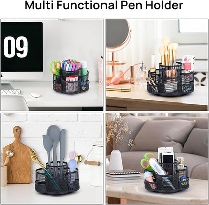 Pen Holder for Desk, 360 Rotating in Black