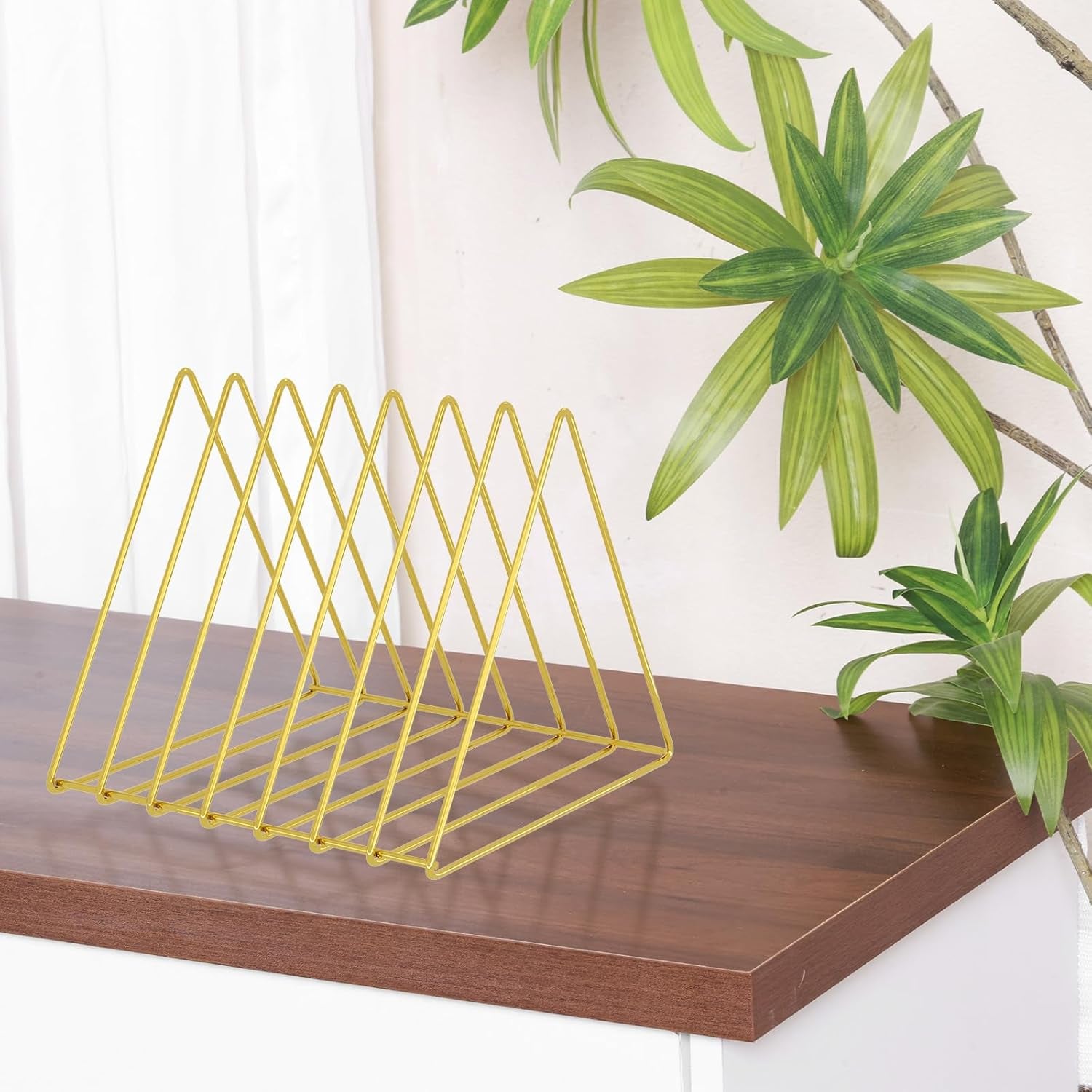 Triangle Desk Organizers Metal Wire Magazine Holder 7 Sections  - Pack of 2