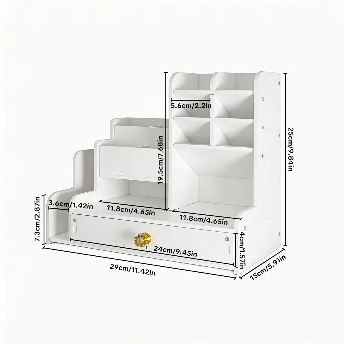 Desk organizer with a drawer and two file shelves