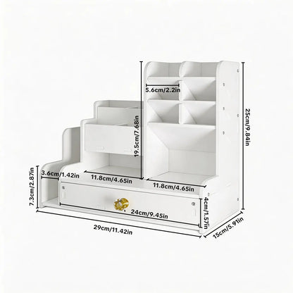 Desk organizer with a drawer and two file shelves