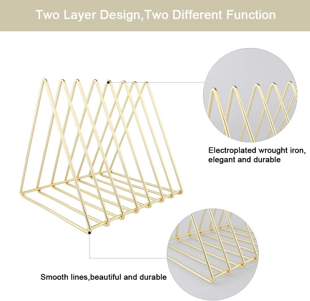 Triangle Desk Organizers Metal Wire Magazine Holder 7 Sections  - Pack of 2