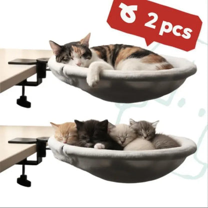 Hammock-style cat bed for a desk 