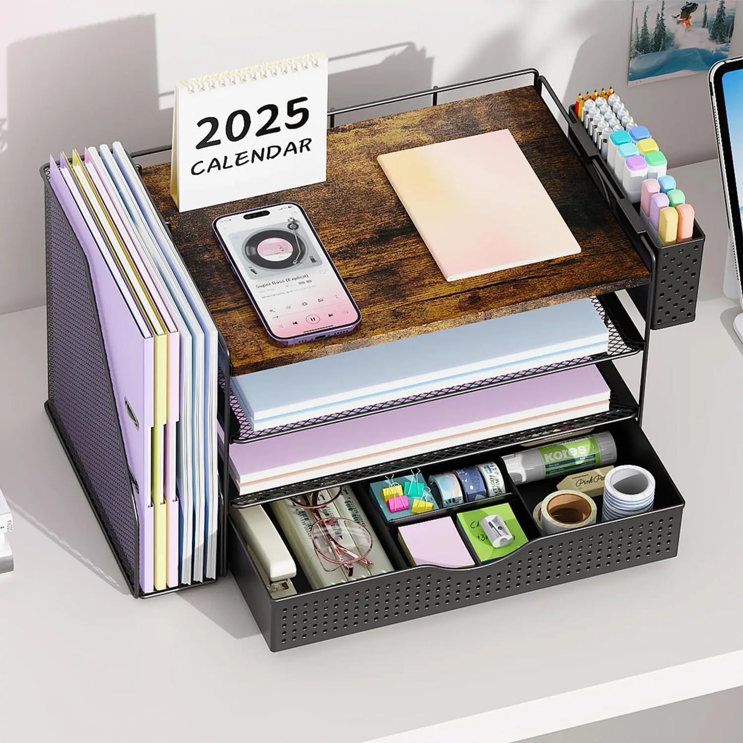 4-Tier Desktop Organizers and Accessories with Folder Holders 