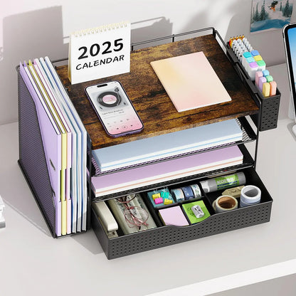 4-Tier Desktop Organizers and Accessories with Folder Holders 