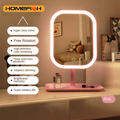 Niche Modern LED Makeup Mirror with Touch Control and Three Color Lighting for Bedroom Vanity Use