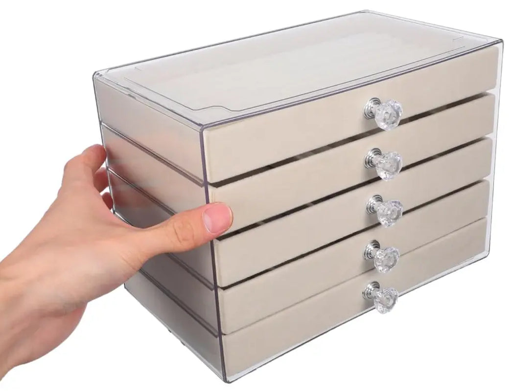 Acrylic jewelry organizer box with velvet lining - Clear display case