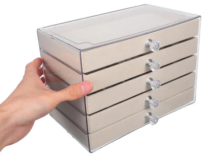 Acrylic jewelry organizer box with velvet lining - Clear display case