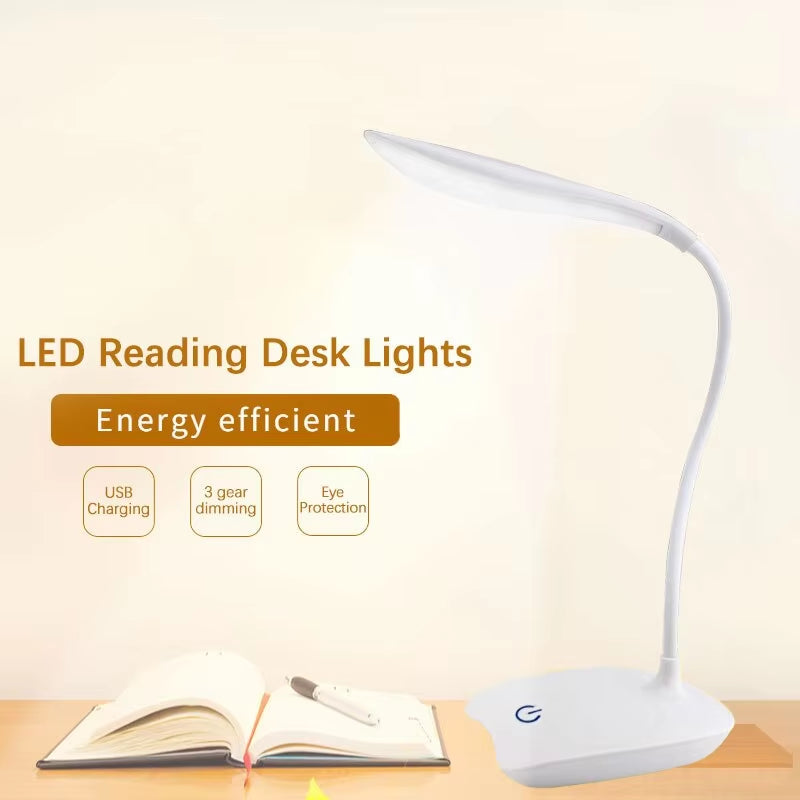 LED Desktop Desk Lamp USB Rechargeable Lighting Eye Protection 
