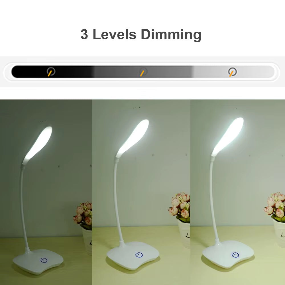 LED Desktop Desk Lamp USB Rechargeable Lighting Eye Protection 