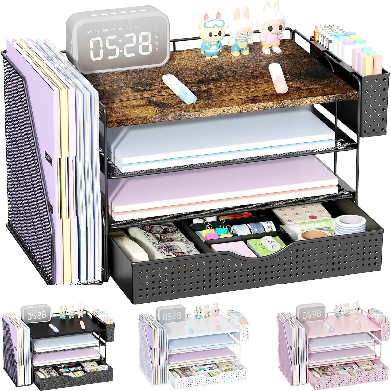 4-Tier Desktop Organizers and Accessories with Folder Holders 