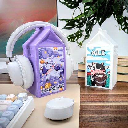Beamteam3D hearing aid holder shaped like a milk carton 