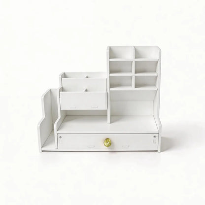 Desk organizer with a drawer and two file shelves