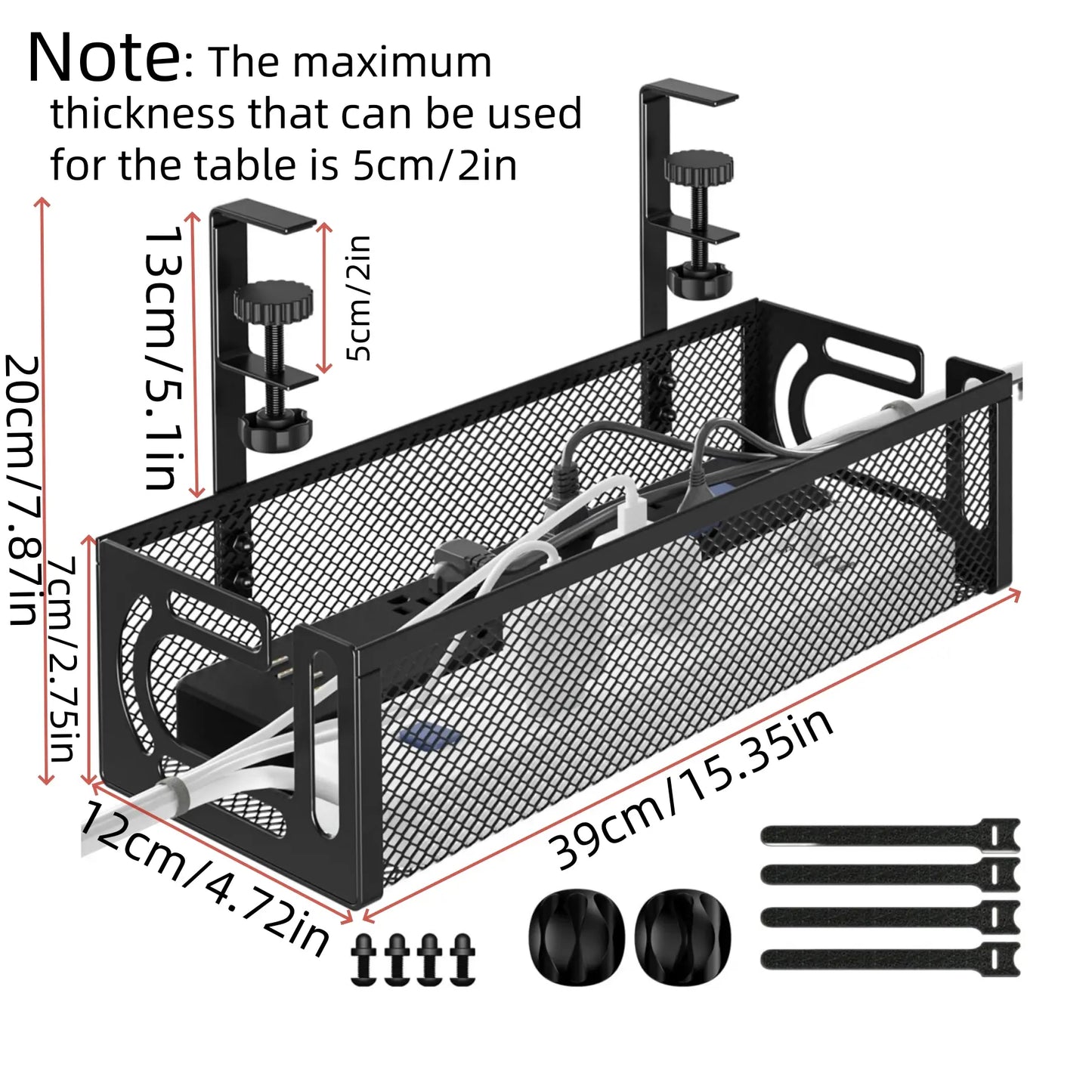 Cable organizer, under-desk tray  (1 unit)