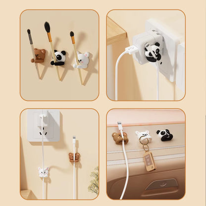 WORTHBUY Desktop Cable Organizer and Holder - Self-Adhesive Winder Clips for Mobile Phone Data Cables and Wire Management