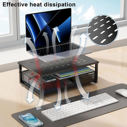 Computer Monitor Stand Riser, Desk Organizers and Accessories with Drawer (Black)